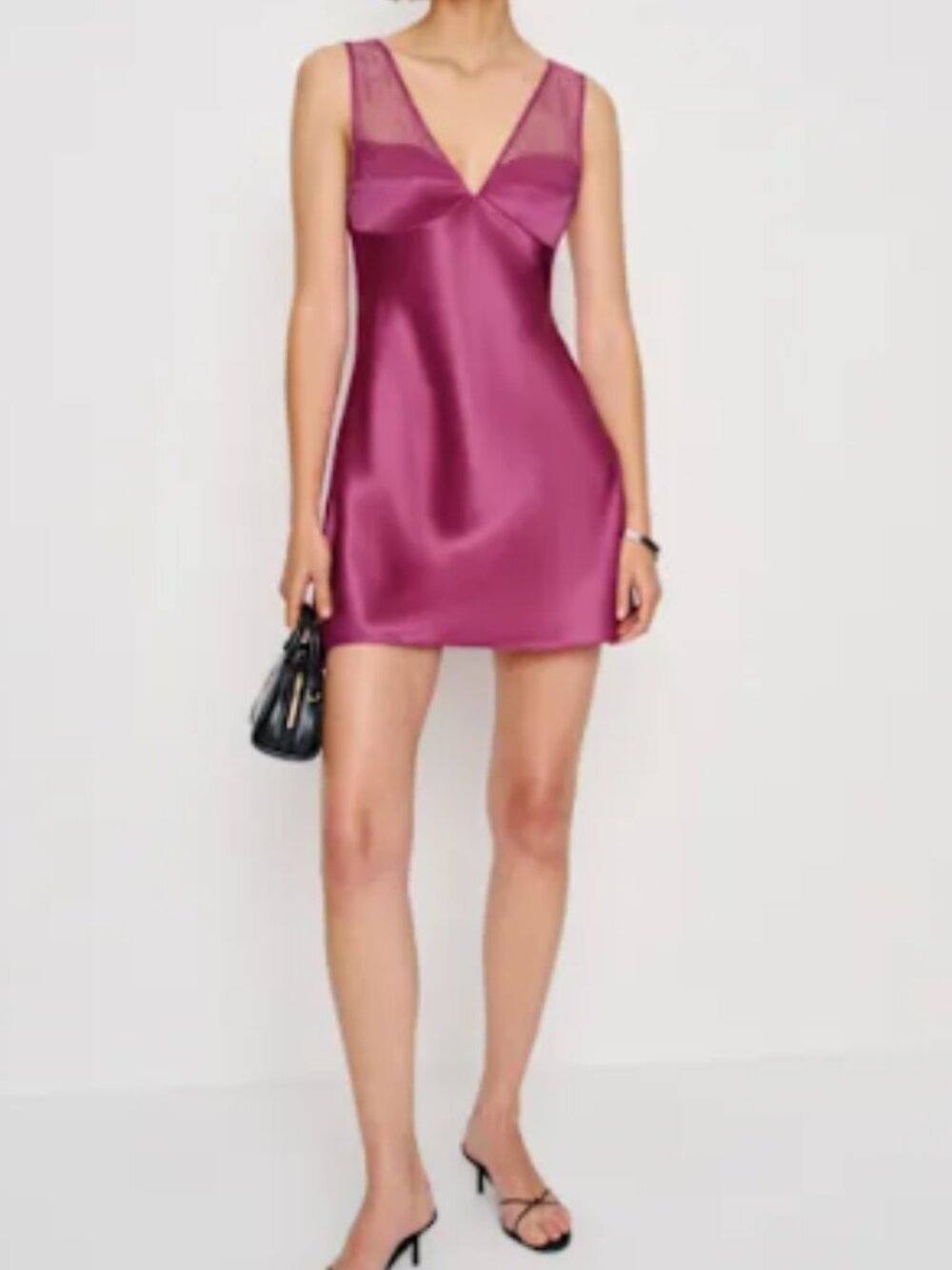 Reformation Robbie Silk Lace Mini Slip Dress Hibiscus Tea Sz 0